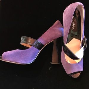 Michael Kors Purple Suede and Black Leather